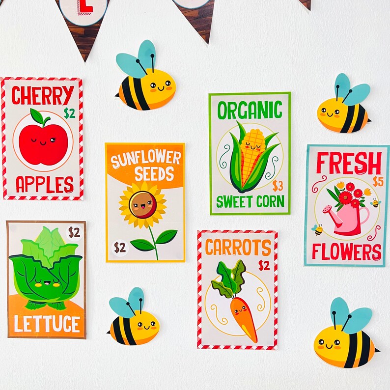 Farmers Market Party, Play Pretend for Classroom Play, Imaginative Play, Dramatic Play, Market Themed Birthday Party, Locally Grown Baby Shower Party, Fruits and Vegetables Market Decor, Country Farm Market Party