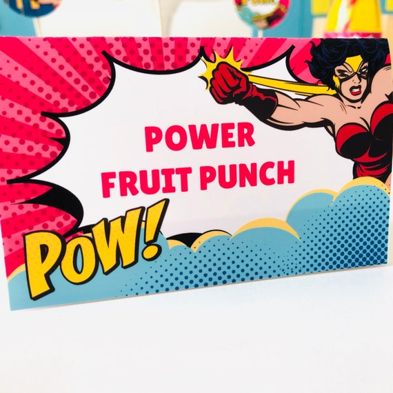 Superhero Girl Party Food Tent SuperGirl Party Food Labels Printables superhero-girl-party-food-tent-supergirl-party-food-labels-printables