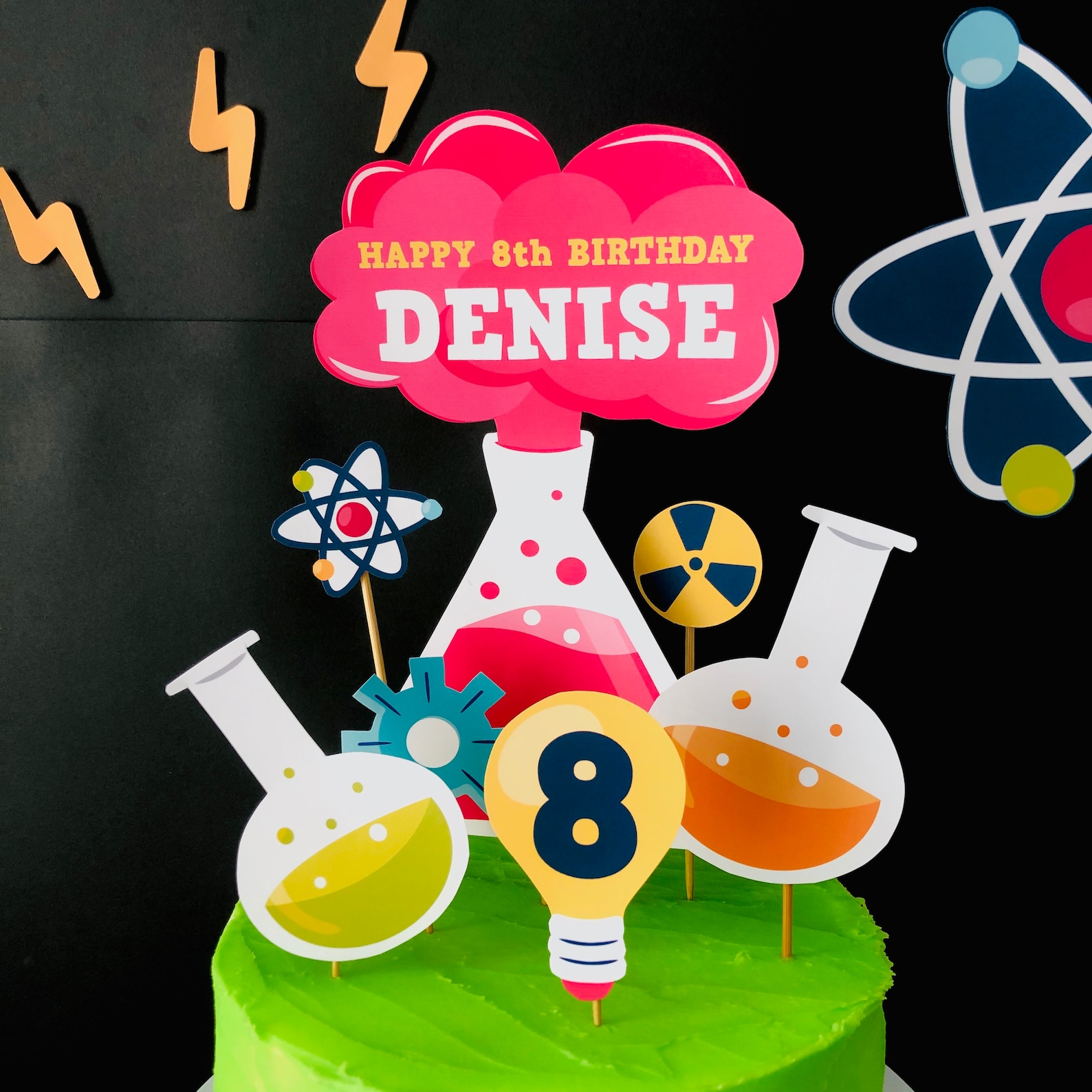 Ag Science Topper Girl Science Birthday Cake Topper, Pink Scientist Party (editable ...