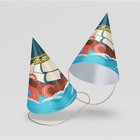 Kraken Party Hats Printable/ Octopus Pirates Birthday Party Hats
