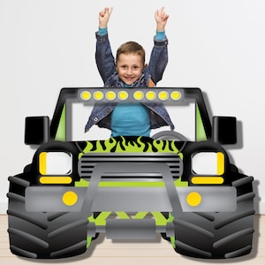 Marco de selfie para camión monstruo, fotomatón imprimible, descarga instantánea, accesorio para fotos de Monster Jam Bash, decoración para fiesta de camiones grandes
