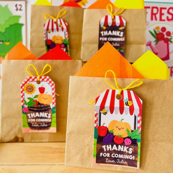 Farmers Market Party Favors Gift Tags EDITABLE Printable/ Garden Country Farm Favor Tags/ Farmers Market Tags Labels Printable Il_570xn