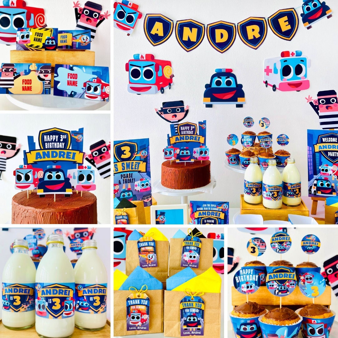 Super Rescue Team Party Decorations EDITABLE Printable Kit | Police Car ...