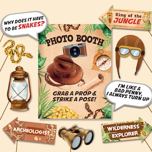 Indiana Jones Party Adventure Explorer Birthday Party Photo Booth Photo Props