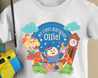 Nursery Rhyme Storybook Birthday Shirt Design in Blue/ First Birthday Shirt Design (for your own printing)