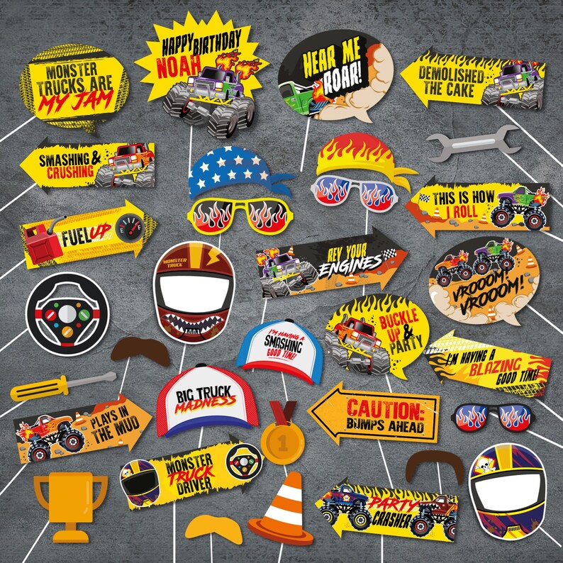 Monster Truck Party Photo Booth Photo Props