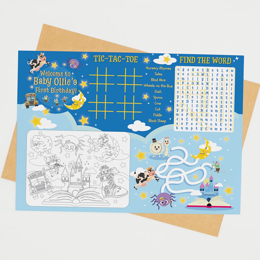 Nursery Rhyme Lullabies Party Game Coloring Activity Sheet Editable ...