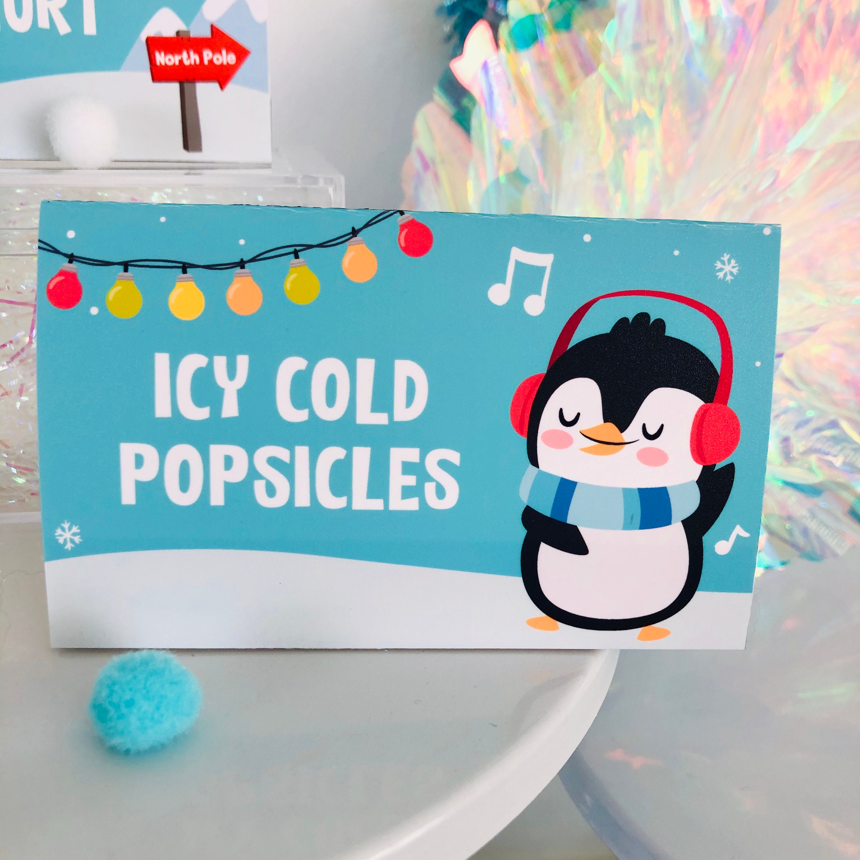 Penguin Food Label/ Winter Wonderland Food Tent Card/ Happy | Etsy