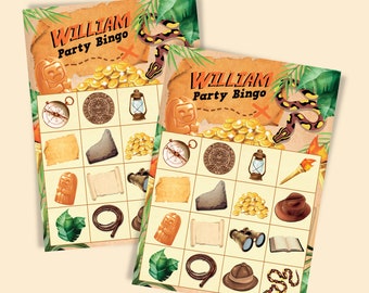 Indiana Jones Party Bingo Game/ Adventure Explorer Birthday Bingo Kids Party Game Editable Printable