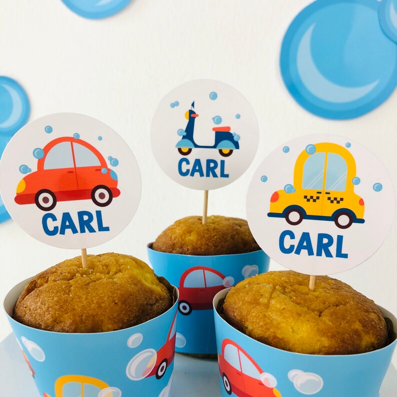 Car Wash Party Cupcake Topper/ Car Wash Cupcake Wrappers Etsy