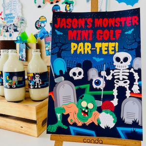 Monster Mini Golf Party Welcome Sign/ Halloween Monster Golf Party Decorations Sign