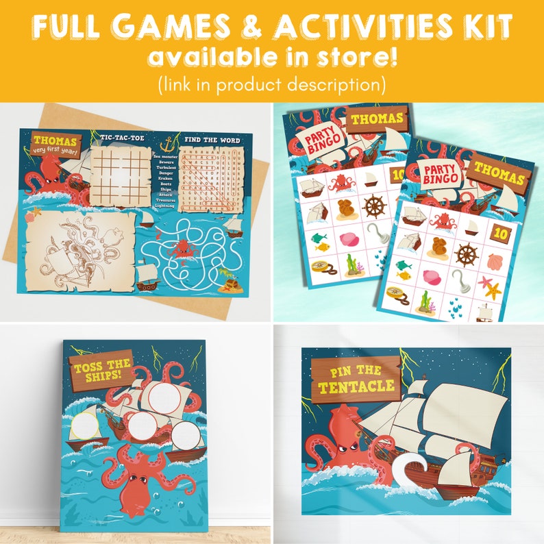 Kraken Birthday Party Octopus Pirates Party Game Pin Game