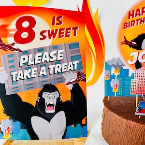 Gorilla Party Treats Segno EDITABILE stampabile / Poster di arredamento per feste Great Ape, Gorilla Jungle Party Decor stampabile