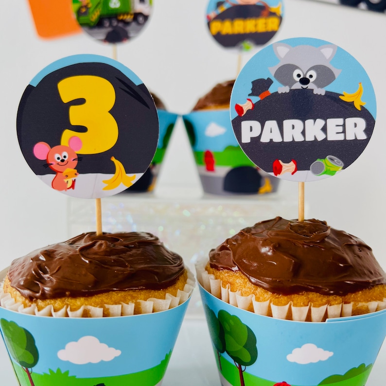 Garbage Truck Party Cupcake Toppers