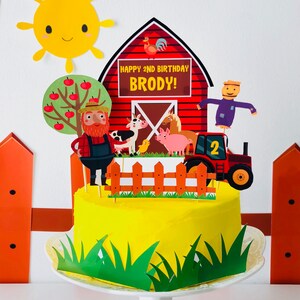 Old MacDonald Farm Birthday Cake Topper/ Animal Farm Barnyard Party Birthday Cake Topper Party Decorations