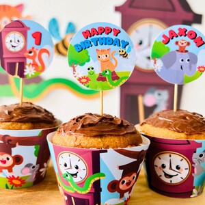 Hickory Dickory Dock Cupcake Toppers EDITABLE Printable/ First Birthday Nursery Rhymes Party Food Dessert Decoration