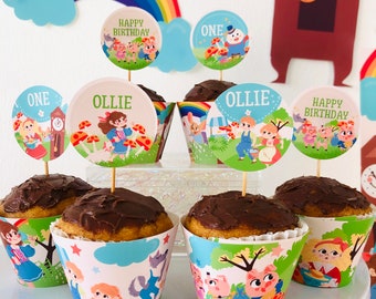 Nursery Rhyme Cupcake Toppers, First Birthday Party (Editable Printable)