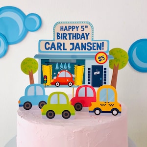 Car Wash Cake Topper/ Car Wash Birthday Cake Topper EDITABLE Printable