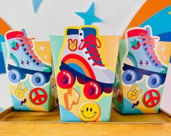 Boîtes de cadeaux pour patins à roulettes rétro | Boîte à collation imprimable (téléchargement numérique)
