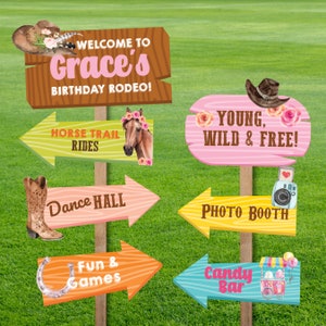 Horse Party Cowgirl Birthday Party Decorations Party Directional Signs