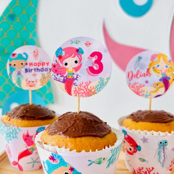 Mermaid Party Cupcake Toppers Editable Printable/ Mermaids Dessert