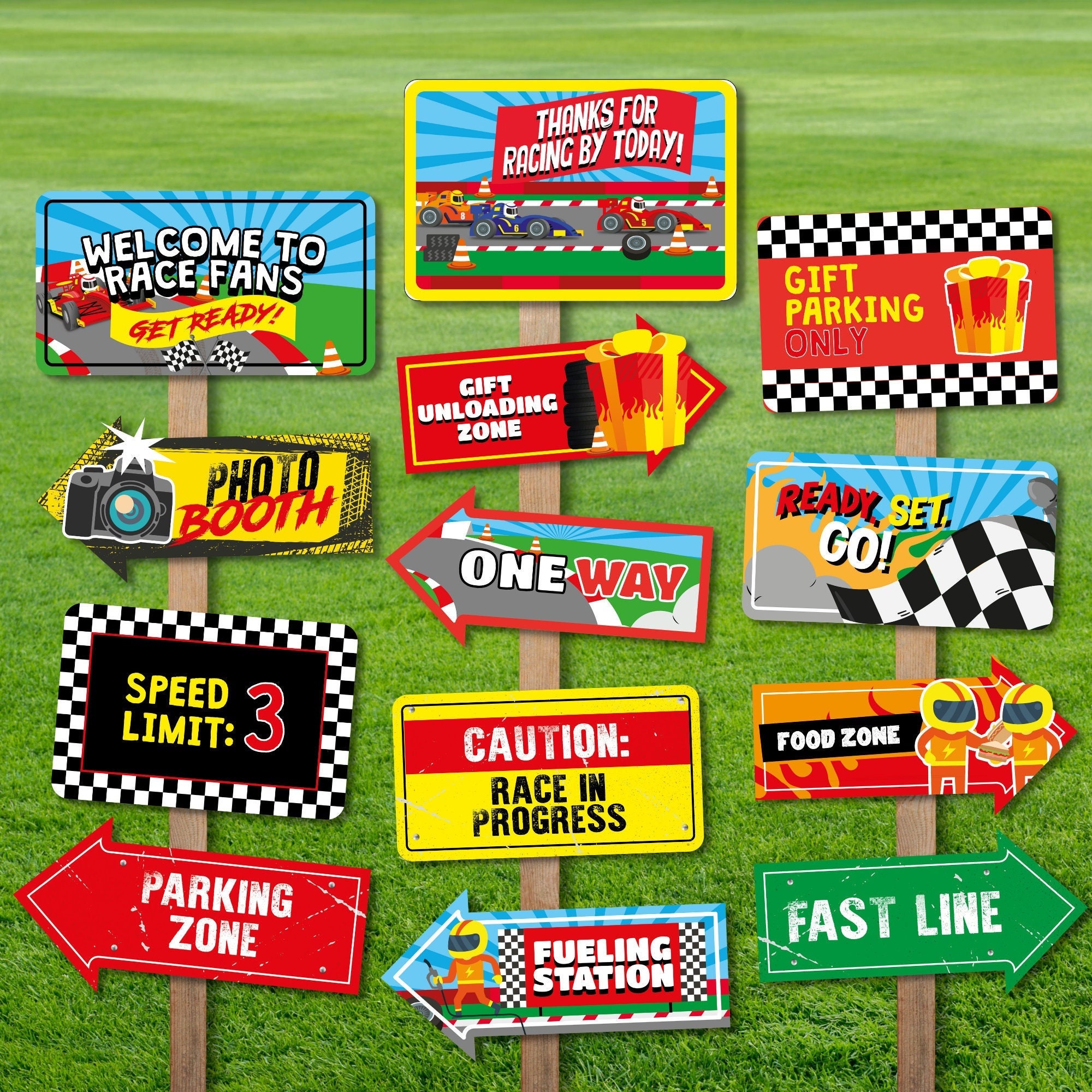 Wisconsin Racing Signs Race Car Party Directional Signs, Editable Printables (digital Download ...