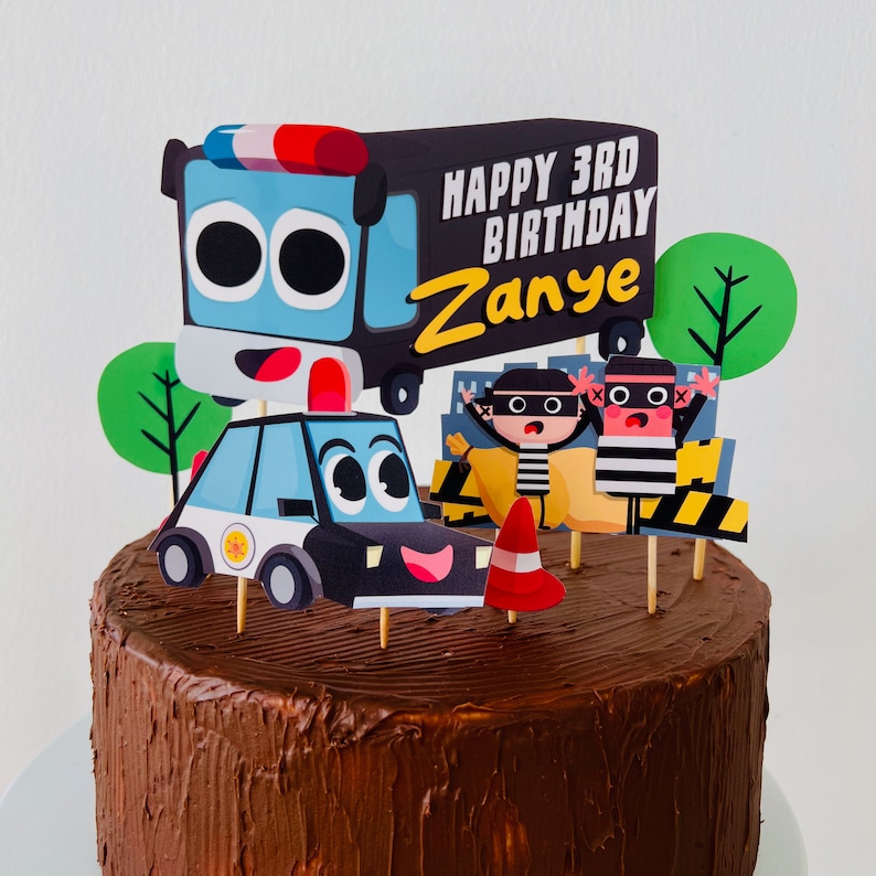 Police Patrol Birthday Cake Topper Printable / Policeman Party Cake Topper/ Police Vehicles Police Car Party Decor Printable