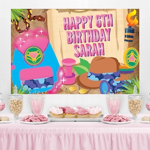 Ridley Jones Party Backdrop Birthday Banner/ Indiana Jones Girl Birthday Backdrop