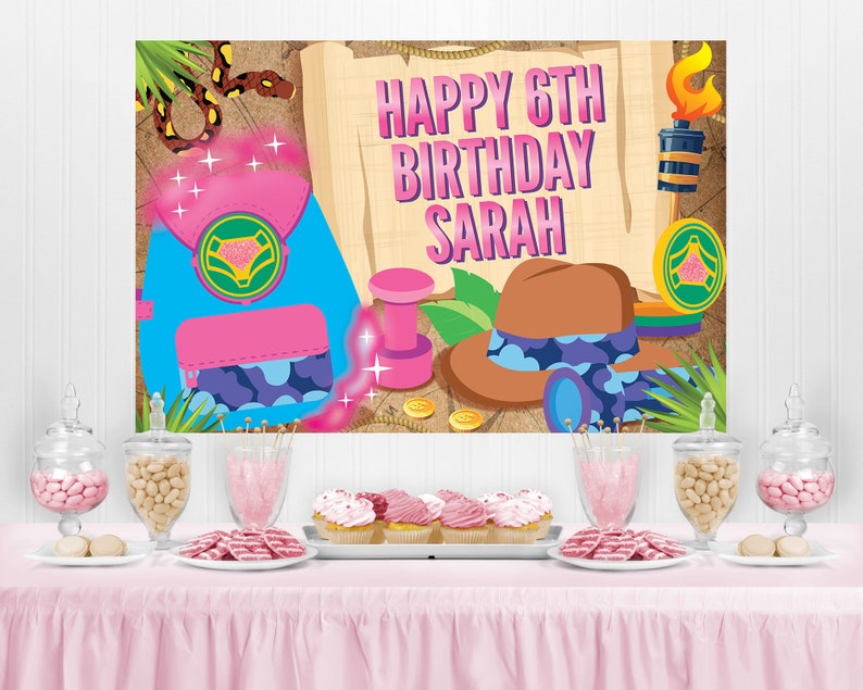 Ridley Jones Party Backdrop Birthday Banner/ Indiana Jones Girl Birthday Backdrop