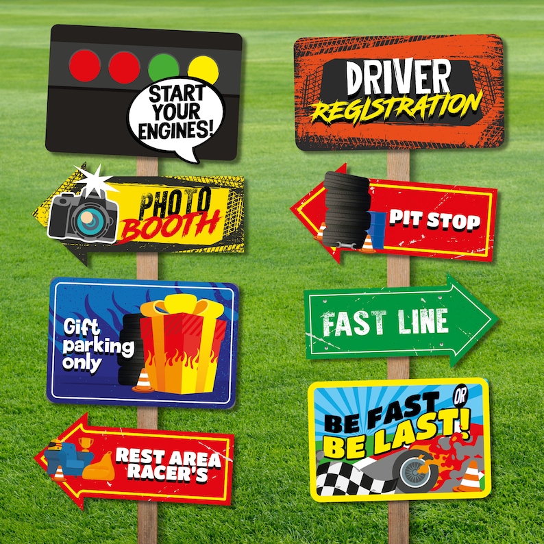 Race Car Party Directional Signs, Editable Printables (digital Download ...
