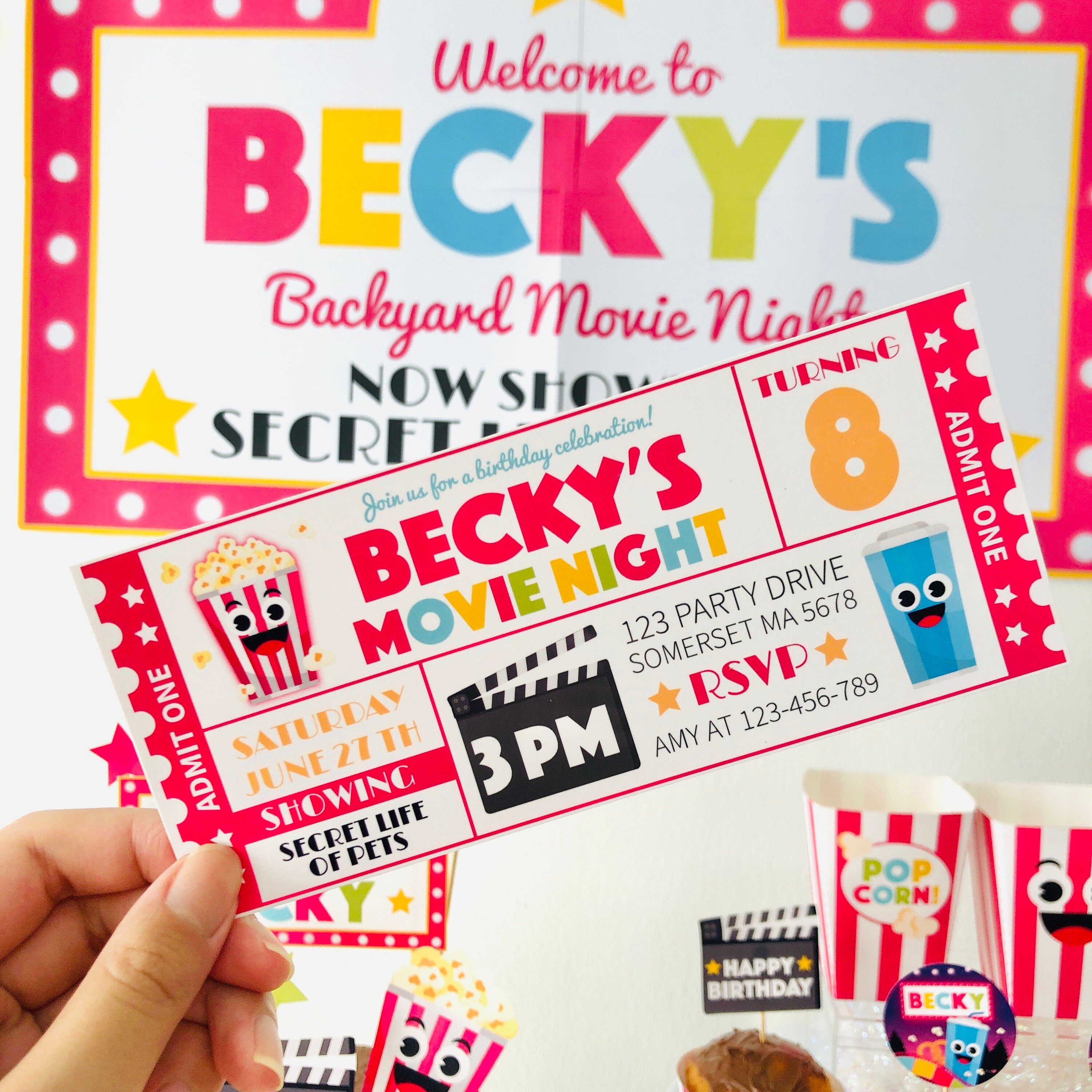 Movie Night Birthday Invitation Movie Ticket Invite Backyard Movie Night Girl Invite Editable Printable Etsy Canada