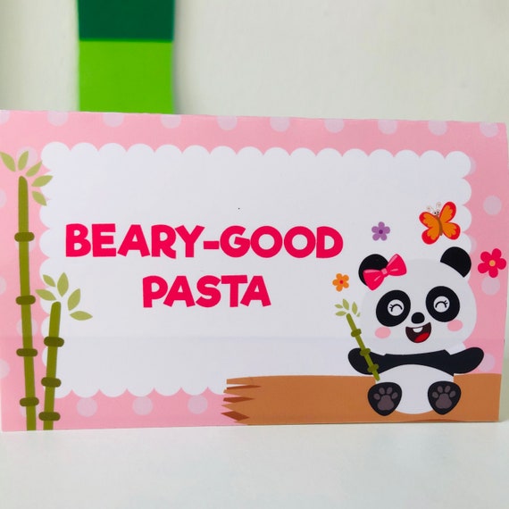 Panda Girl Party Food Tent/ Food Card/ Food Label Printable EDITABLE by