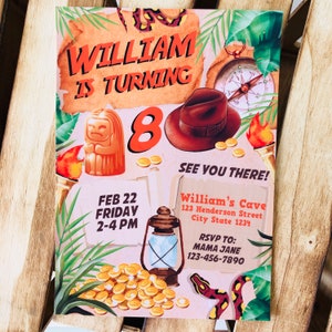 Indiana Jones Party Adventure Explorer Birthday Party Invitation