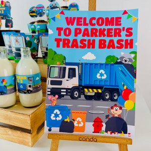 Blue Garbage Truck Party Decorations/ Blue Trash Truck Trash Bash Waste Management Birthday Party Decor