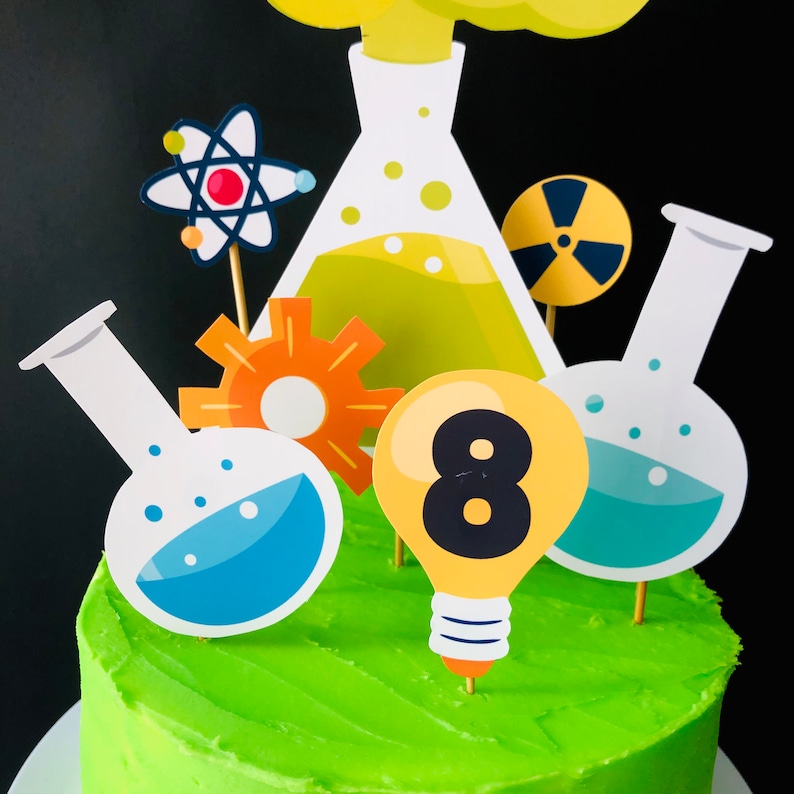 Science Party Birthday Cake Topper