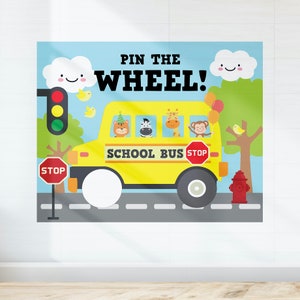 Wheels on the Bus Party Games Pin the Wheel Game