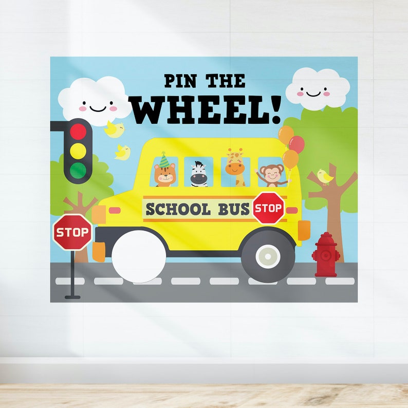 Wheels on the Bus Party Games Pin the Wheel Game