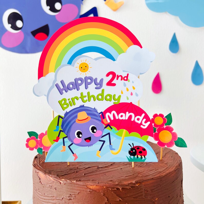 Itsy Bitsy Spider Birthday Cake Topper EDITABLE Printable/ Incy Wincy Spider Cake Topper Party Decorations Printable