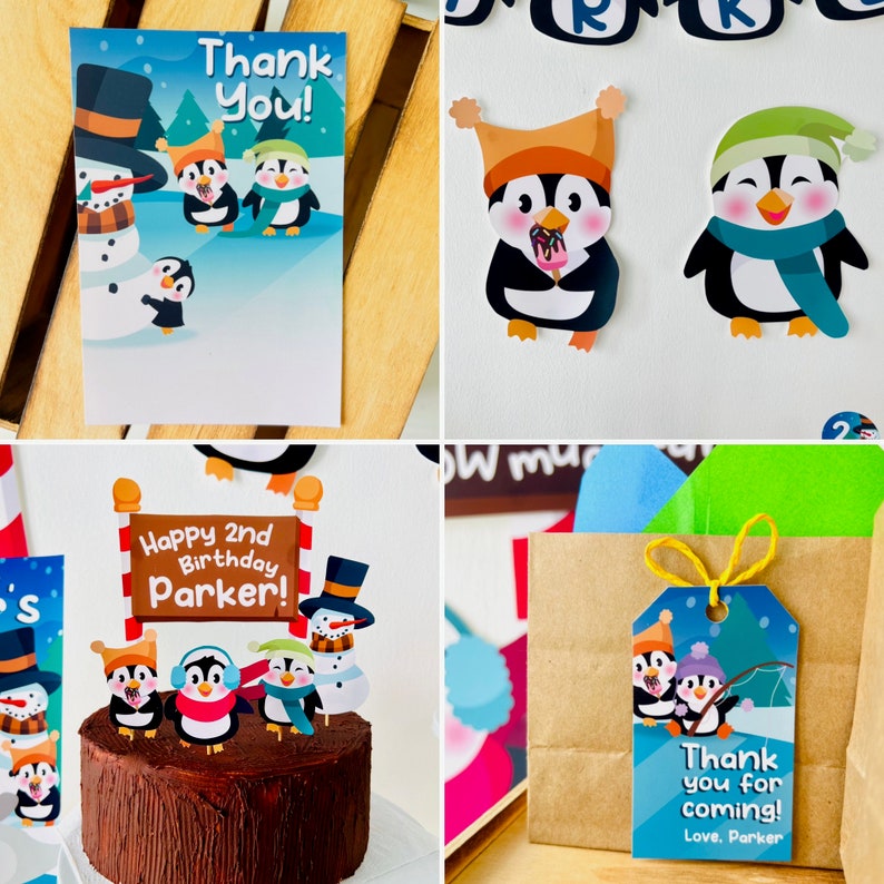 Penguin Party Decorations/ Penguin Winter Wonderland Christmas Birthday Party Decor Kit Printable