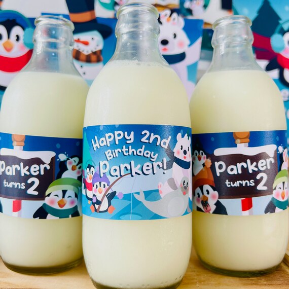Penguin Party Bottle Wrappers EDITABLE Printable/ Penguin Winter Wonderland Drinks Labels ...
