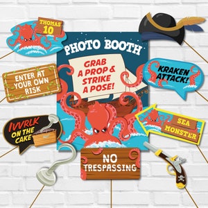 Kraken Birthday Party Octopus Pirates Party Photo Booth Photo Props