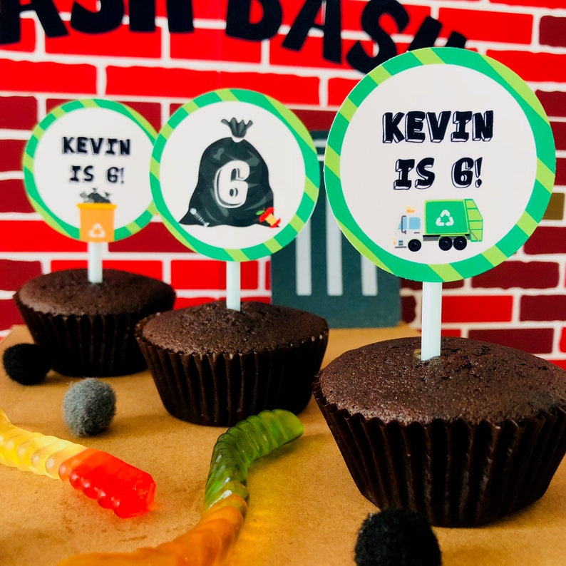 Garbage Truck Party Cupcake Toppers