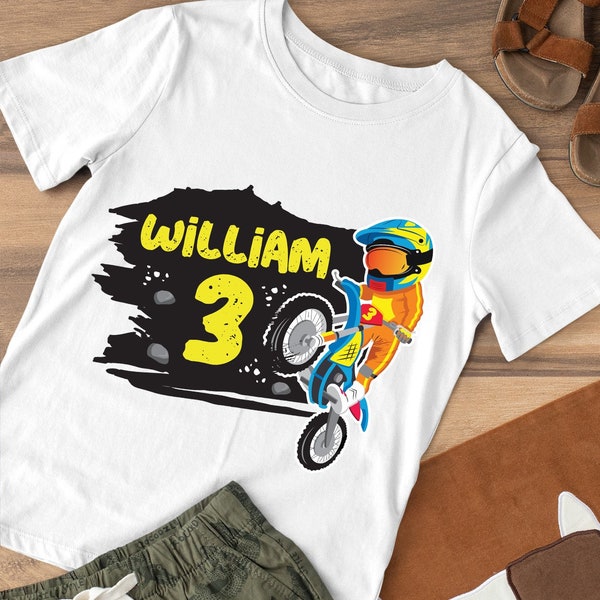 Dirt Bike Birthday Tee Design/ Motocross Birthday Party Outfit/ Motorbike Birthday Shirt Design (for your own printing)