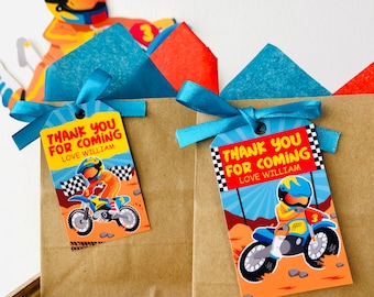 Dirt Bike Party Favor Tags/ Motocross Gift Tags/ Motorbike Gift Tags Editable Party Printables