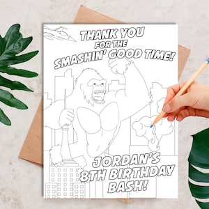 King Kong Birthday Coloring Page, Planet of the Apes Party Coloring Sheet for Kids, Gorilla Party Activity Children, Jungle Birthday Game, Chimpanzee Party Activity, Entertainment, Skull Island Games, Coloring Activity Page
