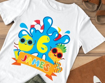 Summer Pool Party Birthday Shirt Design/ Pool Water Slide Birthday Tee Shirt Birthday Outfit Design (for your own printing)