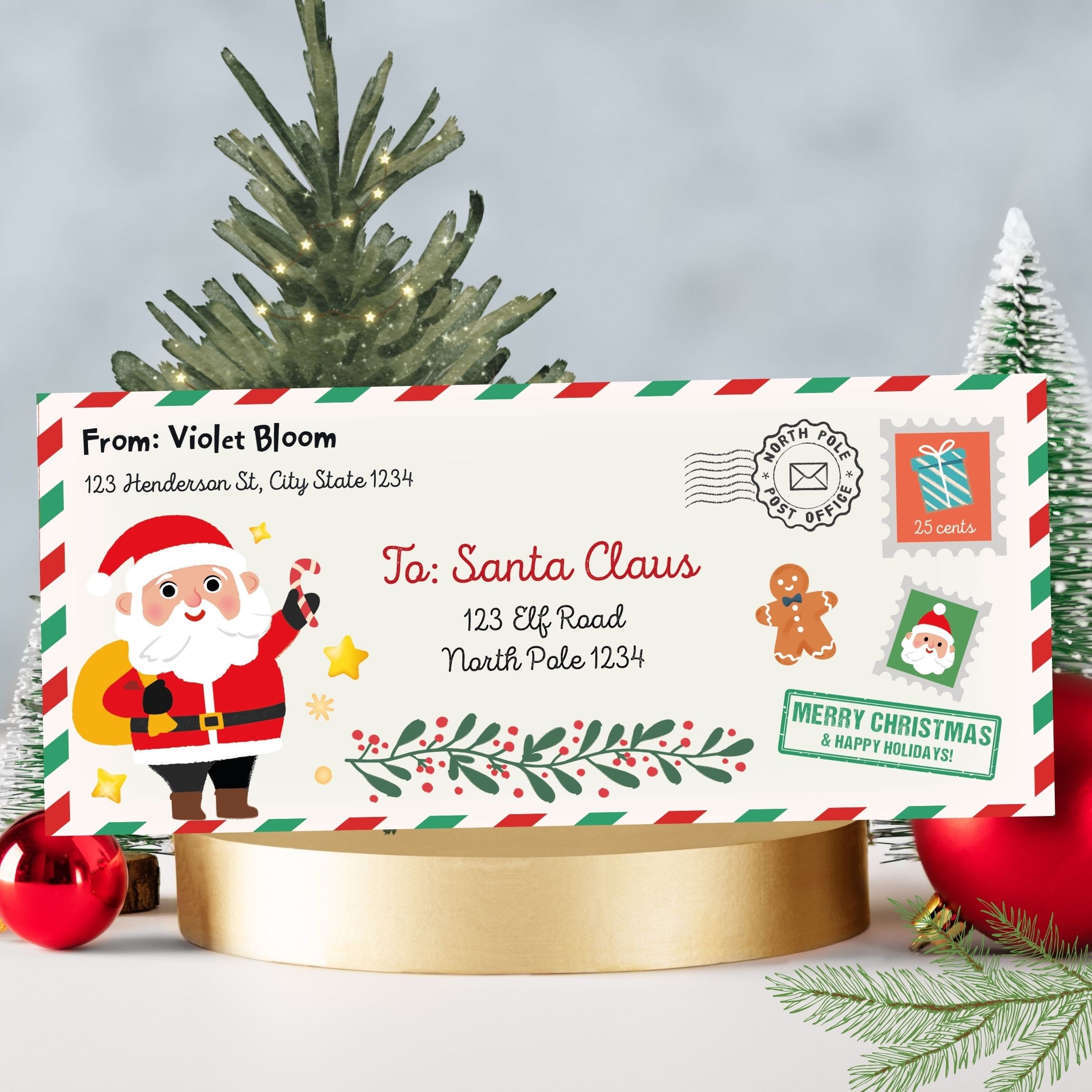 Brief An Den Weihnachtsmann – Mit Adressiertem Umschlag, Platz Für 10 Wünsche – Weihnachtsbrief Für Kinder