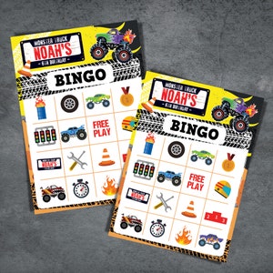 Monster Truck Party Game Activity Sheet Coloring Placemat Monster Jam Party Pin the Wheel Game Bingo Game Tossing Game
