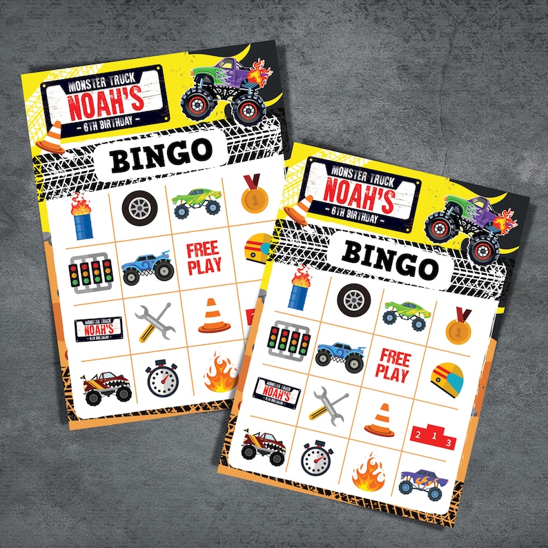 Monster Truck Party Game Activity Sheet Coloring Placemat Monster Jam Party Pin the Wheel Game Bingo Game Tossing Game