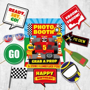 Car Racing Party Photo Props Editable Printable/ Race Car Party Photo ...